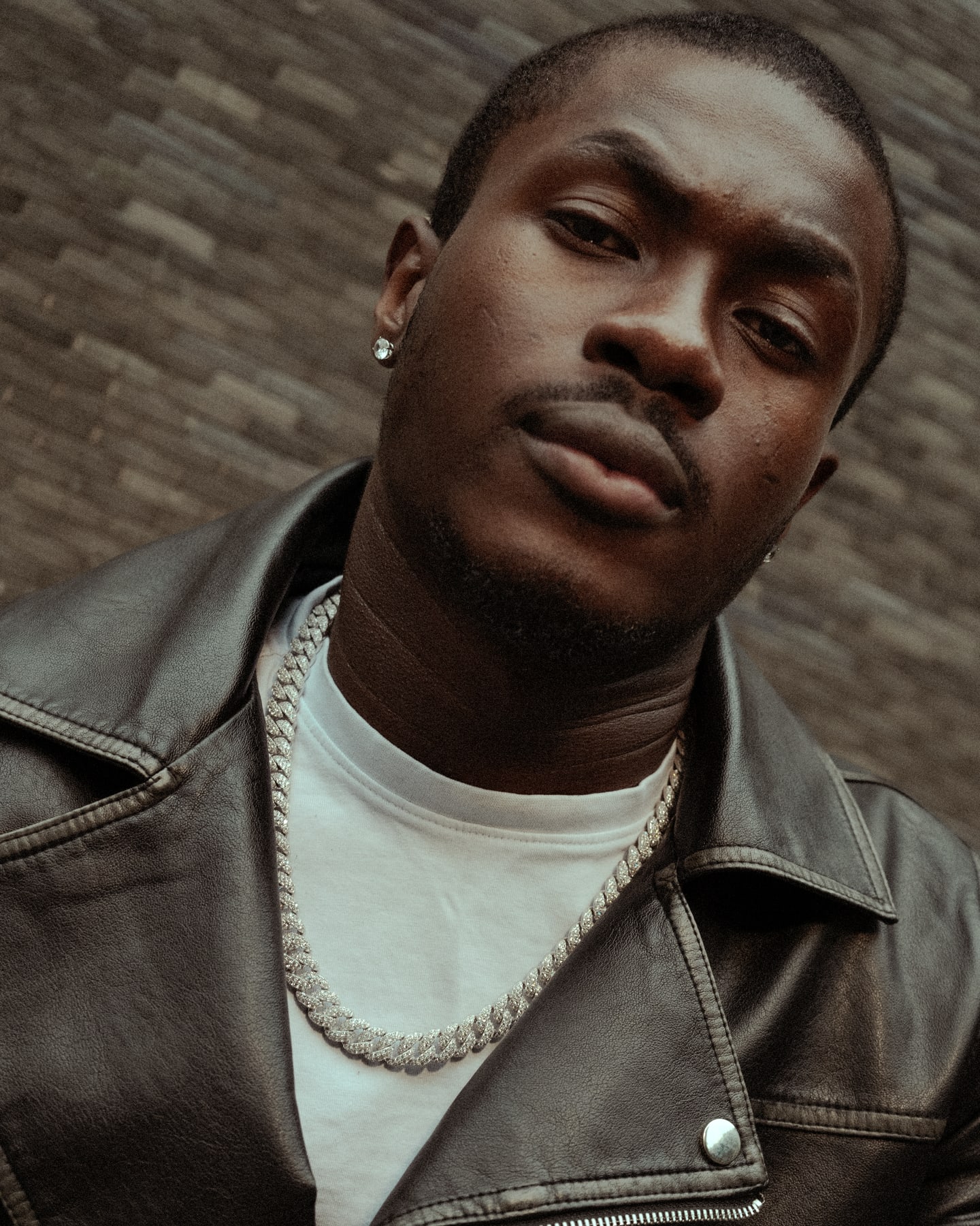 Editorial portrait in a leather jacket